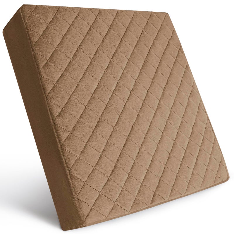 COMFORTANZA Medium-Soft 16x16x3 Memory Foam Seat Cushion for Kitchen, Dining, Office Chairs, Cars - Washable Velvety Cover with Waterproof Layer & Non-Slip Base - Comfort & Back Pain Relief - Brown - Image 1